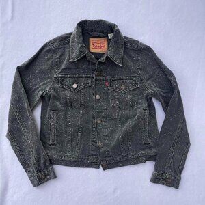 Levi’s Charcoal Gray Black Speckled Denim Jacket Size S Fall Autumn Halloween